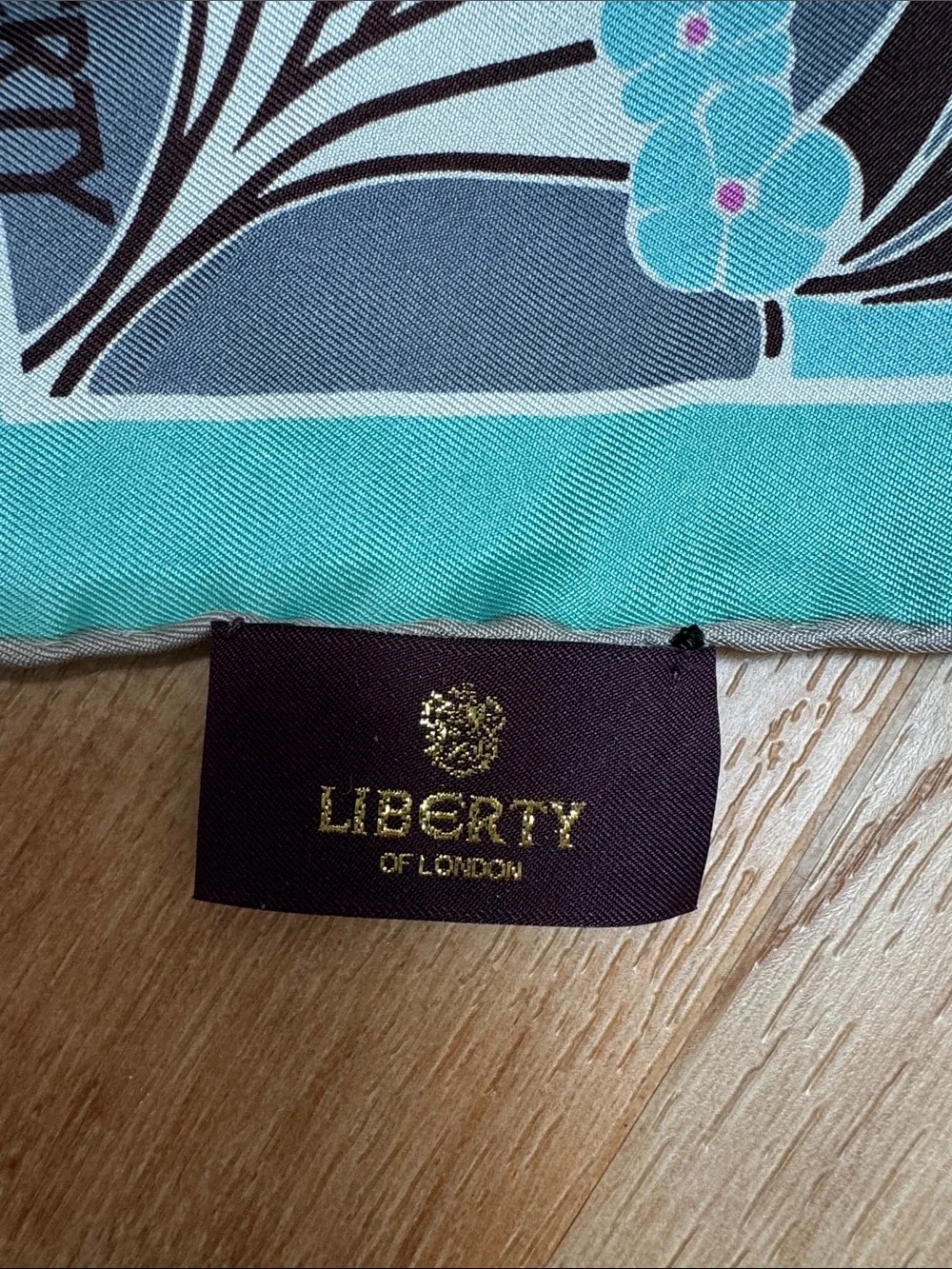 Liberty Turquoise Floral Art Nouveau Italian Silk Square Scarf